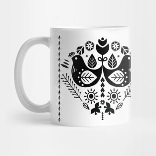 Minimalist Scandinavian Folk Birds Mug